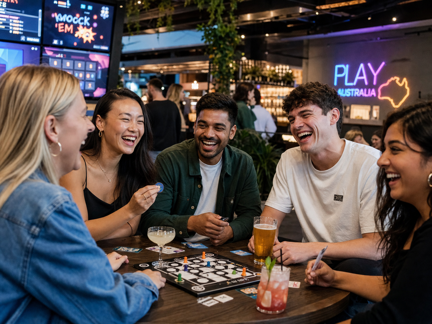 Friends playing social games at TeamLounge